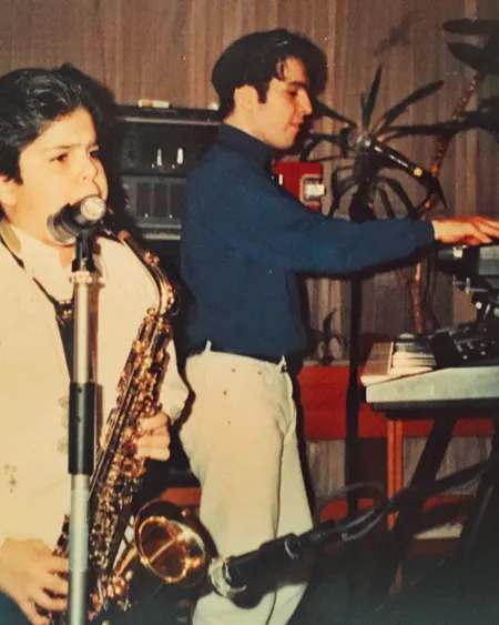 With the band