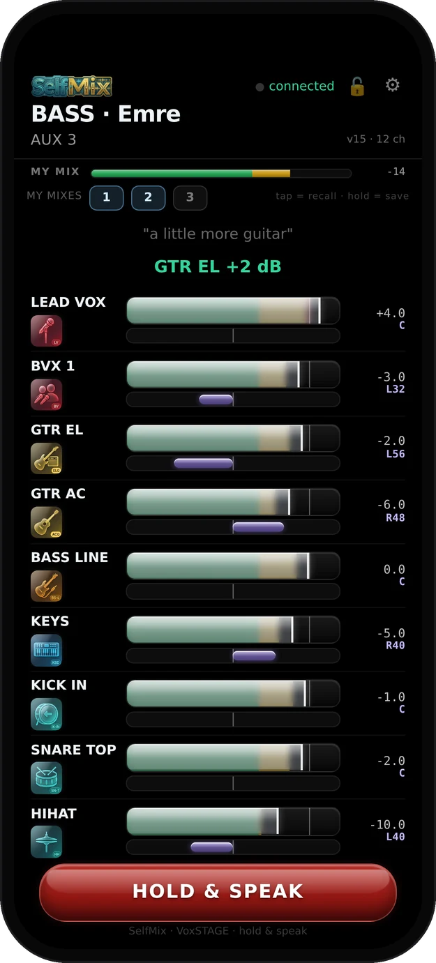 SelfMix on a musician's phone