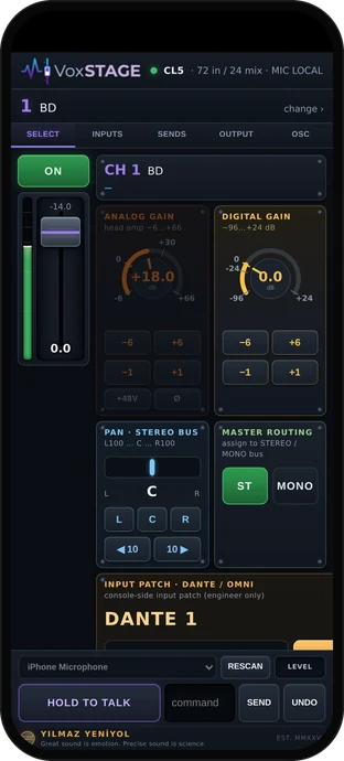Analog gain set from the phone