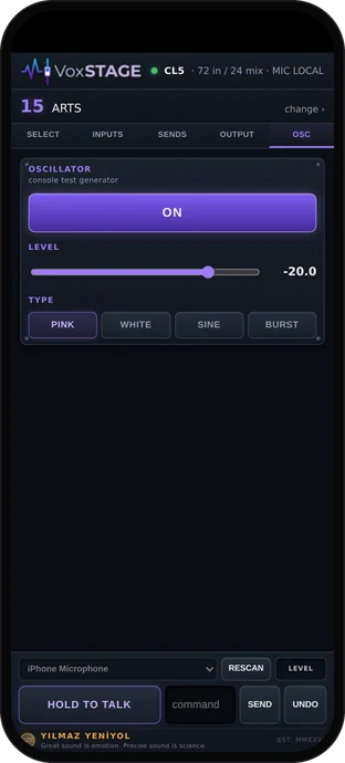 Pink noise oscillator on the phone